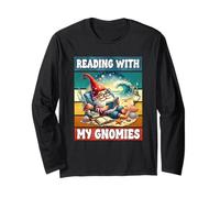 Retro Beach Gnome Reading Book Graphic Funny Teacher Summer Manga Larga