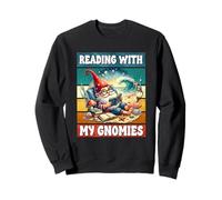 Retro Beach Gnome Reading Book Graphic Funny Teacher Summer Sudadera