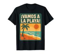 Retro Beach Vacation Vibes Vamos a la Playa Escena Tropical Camiseta