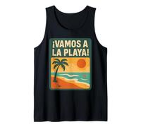 Retro Beach Vacation Vibes Vamos a la Playa Escena Tropical Camiseta sin Mangas