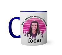Retro Bella Where The Hell Have You Been Loca Taza de color azul oscuro con mango a juego 330ml