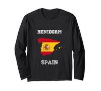 Retro Benidorm España Envejecida Bandera de España Manga Larga