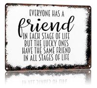 Retro Bestie Gift Metal Sign With Quote About Friends Through All Life Stages Vintage Wall-Art for Bedroom Porch Decor 8 X 12 in