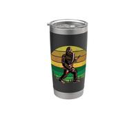 Retro Bigfoot Playing Electric Guitar Rock Sasquatch Vaso térmico de acero inoxidable de doble pared