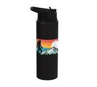 Retro Bigfoot Silhouette Rocky Mountains 80s Graphic Stainless Steel Insulated Water Bottle