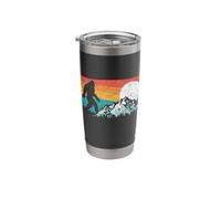 Retro Bigfoot Silhouette Rocky Mountains 80s Graphic Vaso térmico de acero inoxidable de doble pared