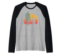 Retro Bigfoot Silhouette & Sequoia Believe! Camiseta Manga Raglan