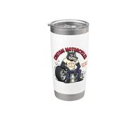 Retro Biker: Custom Motorcycles Lowbrow Wolf Rockabilly 50s Vaso térmico de acero inoxidable de doble pared
