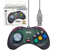 Retro-Bit Almohadilla de controlador USB oficial Sega Saturn (modelo 2) para Sega Genesis Mini, PS3, PC, Mac, vapor, interruptor, puerto USB (gris pizarra)