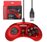 Retro-Bit Controlador USB oficial Sega Genesis de 8 botones para Sega Genesis Mini, Switch/Switch 2, PC, Mac, Steam, RetroPie, Raspberry Pi - Puerto USB (rojo carmesí)