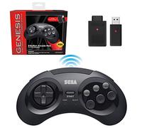 Retro-Bit Sega Genesis - Controlador inalámbrico de 2,4 GHz con 8 botones para Sega Genesis Original/Mini, Nintendo Switch, PC, Mac, incluye 2 receptores y estuche de almacenamiento, color negro