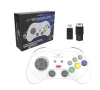 Retro-Bit SEGA Saturn Pro - Controlador inalámbrico para Nintendo Switch (2,4 GHz, incluye receptor Saturn y USB, edición blanca)