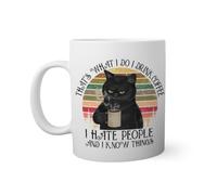 Retro Black Cat Thats What I Do I drink coffee and i know things Taza Blanca 330ml
