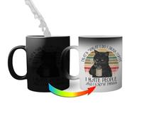 Retro Black Cat Thats What I Do I drink coffee and i know things Taza mágica | Funny Novelty Tazas mágicas 330ml