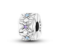 Retro Blue - Charm de cierre de amor de flor púrpura, accesorio de pulsera de plata de ley 925, compatible con Collar de pulsera Pandora