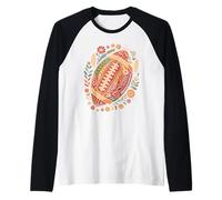 Retro Boho Football with Flowers Fall Camiseta Manga Raglan