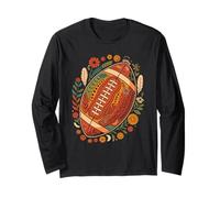 Retro Boho Football with Flowers Fall Manga Larga