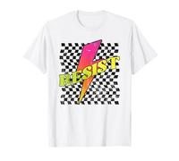 Retro Bold Resist, Vintage a cuadros, Anti-Trump Thunderbolt Camiseta