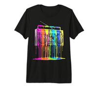 Retro Boombox Drip 1980s Street Art Graphic Camiseta Premium