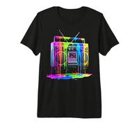Retro Boombox Drip 1980s Street Art Graphic Camiseta Premium