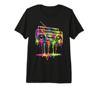 Retro Boombox Drip 1980s Street Art Graphic Camiseta Premium