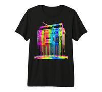 Retro Boombox Drip 1980s Street Art Graphic Camiseta Premium