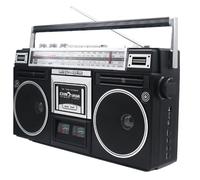 Retro Boombox - Reproductor de CD portátil con radio AM/FM y grabadora de casete, soporta entrada SD/USB, estilo clásico de los años 80 para reuniones familiares y viajes