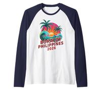 Retro Boracay FILIPINES 2026 Besties Viaje Natación Camiseta Manga Raglan