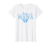 Retro Boy Mama Mother's Day 2026 Checkered Women Kids Cool Camiseta gráfica económica, Mujer, Blanco, S
