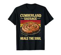 Retro British Foodie Humor Cumberland Salchicha Cura el Alma Camiseta