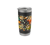 Retro Bulldog Astronauta Space Dogs Mid Century Vaso térmico de acero inoxidable de doble pared