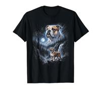 Retro Bulldog Aullando a la Luna 90s Bootleg Meme Puppy Dog Camiseta gráfica económica, Hombre, Negro, S