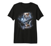 Retro Bulldog Aullando a la Luna 90s Bootleg Meme Puppy Dog Camiseta Premium