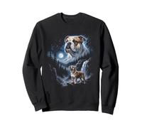 Retro Bulldog Aullando a la Luna 90s Bootleg Meme Puppy Dog Sudadera