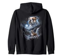 Retro Bulldog Aullando a la Luna 90s Bootleg Meme Puppy Dog Sudadera con Capucha