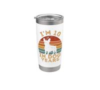 Retro Bulldog Francés Cumpleaños Soy 25.4 cm Perro Años Divertido Vaso térmico de acero inoxidable de doble pared