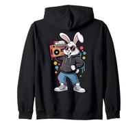 Retro Bunny Boombox, años 80, 90, Hip Hop, Estilo Callejero, Conejo Sudadera con Capucha