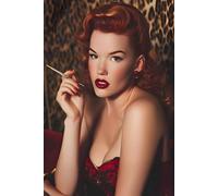 Retro Burlesque Pin-Up Composition Notebook: Glam Rockabilly Leopard Print Journal with Dice and Vintage Lounge Style | 130 College-Ruled Pages with ... Cover for Tattoo Lovers and Vintage Vixens