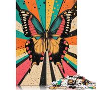 Retro Butterfly Art Abstract Butterfly Illustration in Bold Colors Puzzles Imposible,desafío para Adultos Entretenimiento Creativo 1000 Piezas Obra De Arte De Juego De para Adultos Y Niños Mayores D