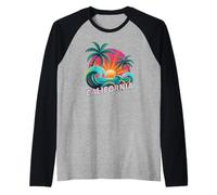 Retro California Trip Surfer Vacaciones Coincidencia Primo Camiseta Manga Raglan