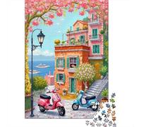 Retro Calle Scooter Rompecabezas 1000 Piezas Adultos Juego Difícil Papel DIY Regalo Navidad Decoración Familiar 38x26cm/1000pcs
