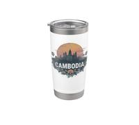Retro Camboya Paisaje Vintage Recuerdo Vaso térmico de acero inoxidable de doble pared