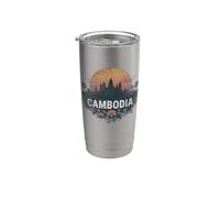 Retro Camboya Paisaje Vintage Recuerdo Vaso térmico de acero inoxidable de doble pared