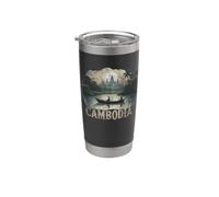 Retro Camboya Paisaje Vintage Recuerdo Vaso térmico de acero inoxidable de doble pared