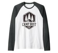 Retro Camp Host Primo Abuelo Camping Director Vibes Personal Camiseta Manga Raglan