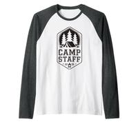 Retro Camp Staff Consejero Director de Camping Vibes Chaos Camiseta Manga Raglan