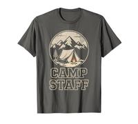 Retro Camp Staff Summer Camping Anfitrión Vibes Personal Besties Camiseta