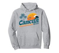 Retro Cancún México Puesta Del Sol Palmera Playa Vacaciones De Verano Sudadera con Capucha