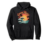 Retro Cancun Mexico Sunset Ocean Wave Travel Sudadera con Capucha