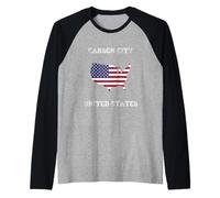 Retro Carson City Estados Unidos Angustiado Estados Unidos Camiseta Manga Raglan